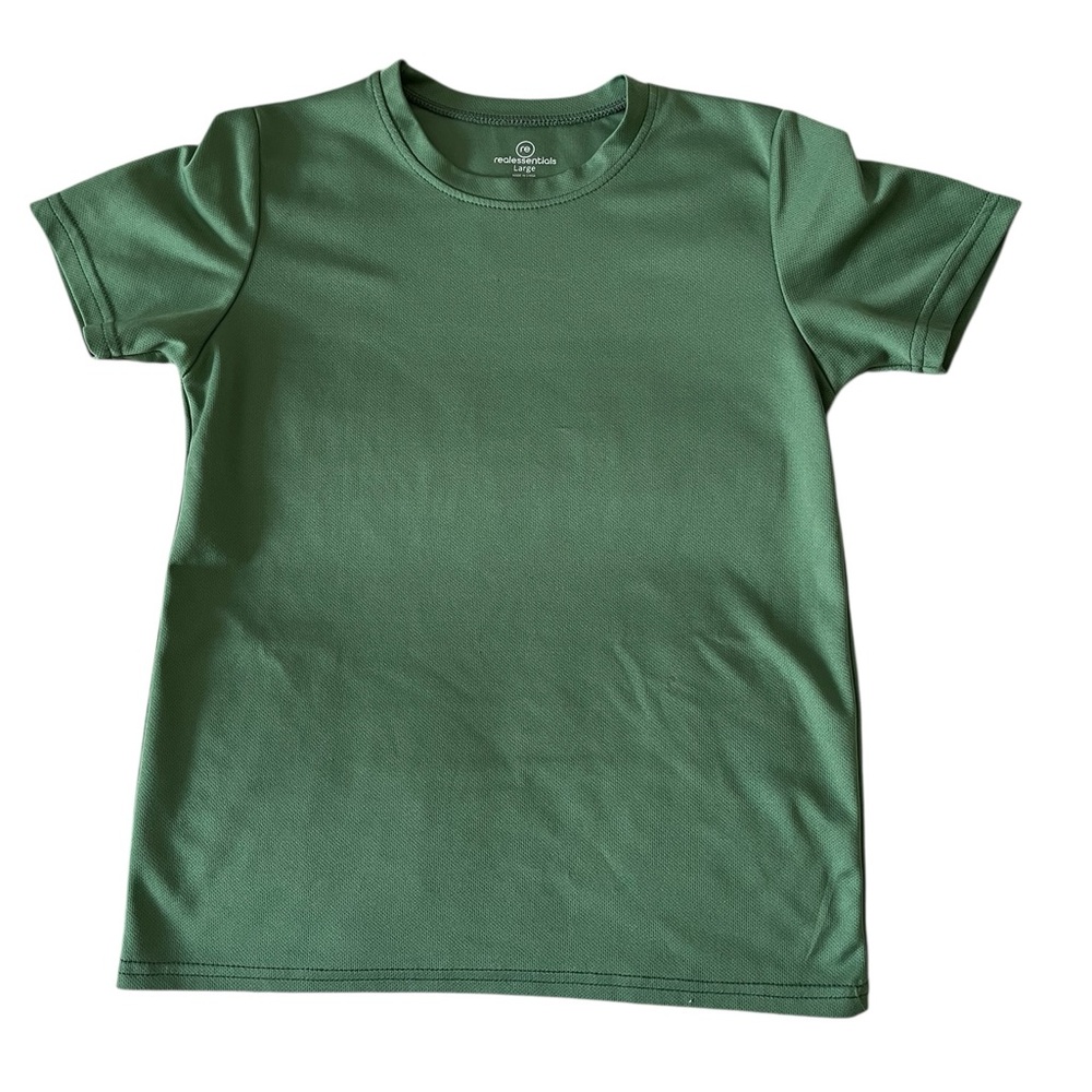 Real Essentials Teal Kids Short Sleeve Tee, Size Youth Large